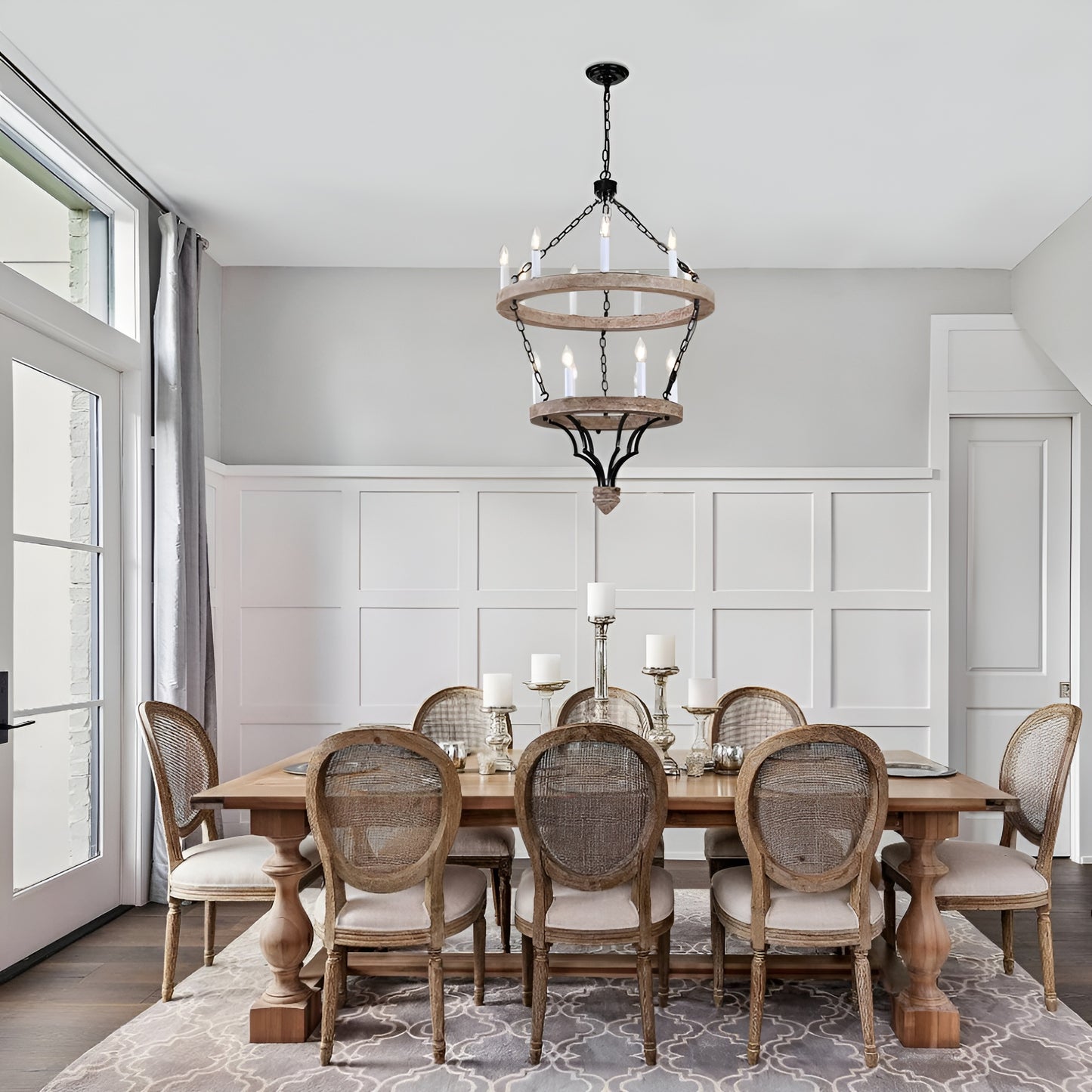 French Country Style Cottage Chandelier - Two Tier Modern, Medieval Antique Look