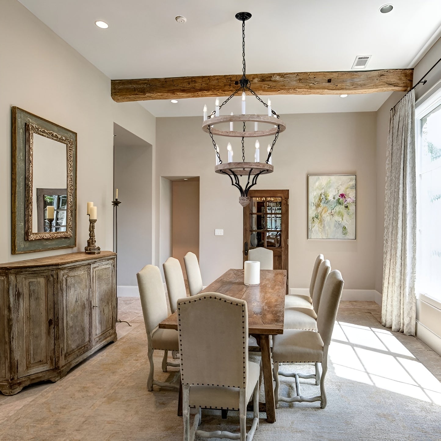 French Country Style Cottage Chandelier - Two Tier Modern, Medieval Antique Look