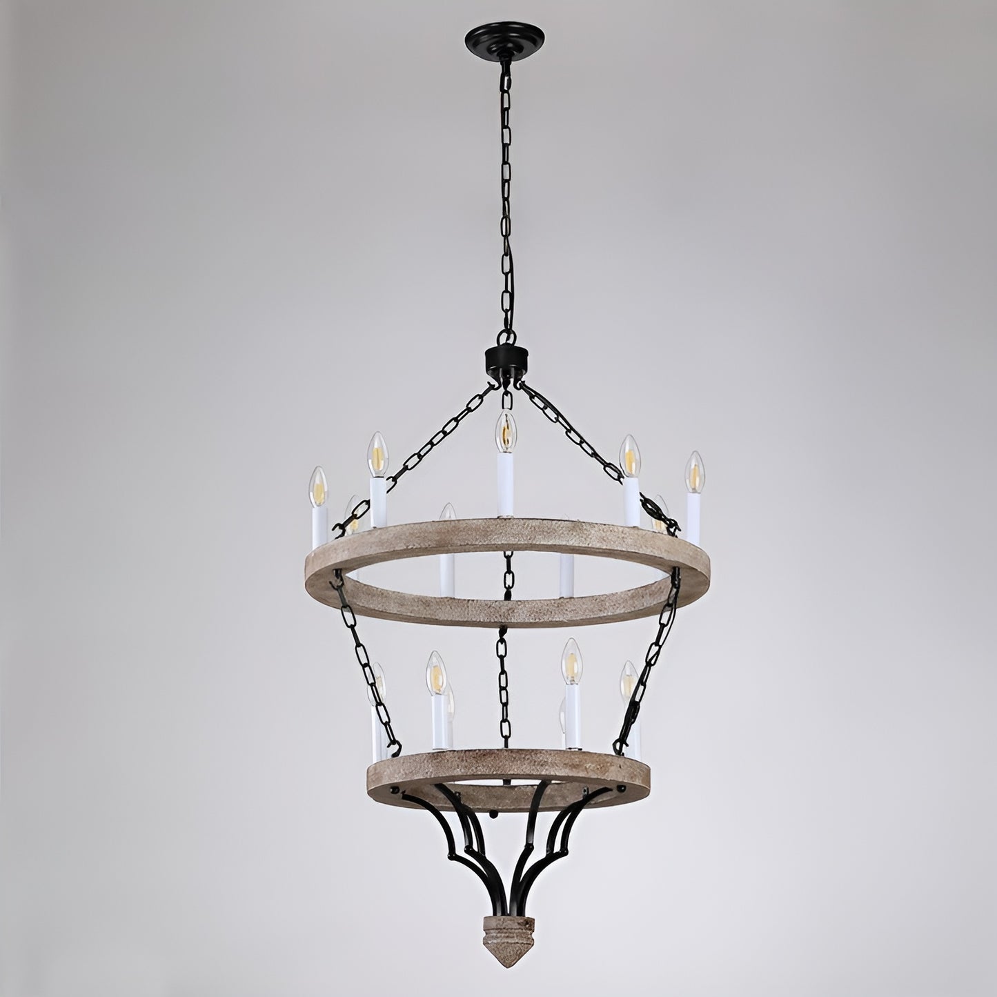 French Country Style Cottage Chandelier - Two Tier Modern, Medieval Antique Look