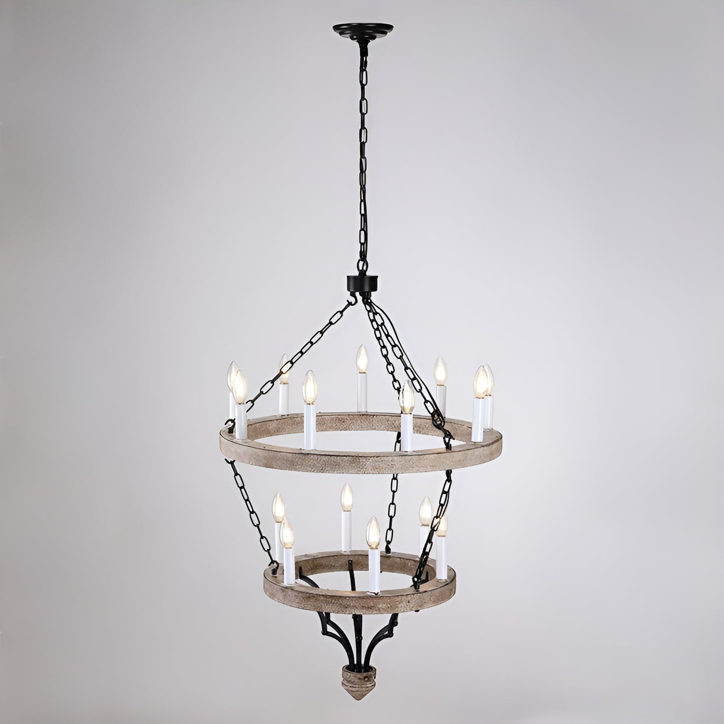 French Country Style Cottage Chandelier - Two Tier Modern, Medieval Antique Look