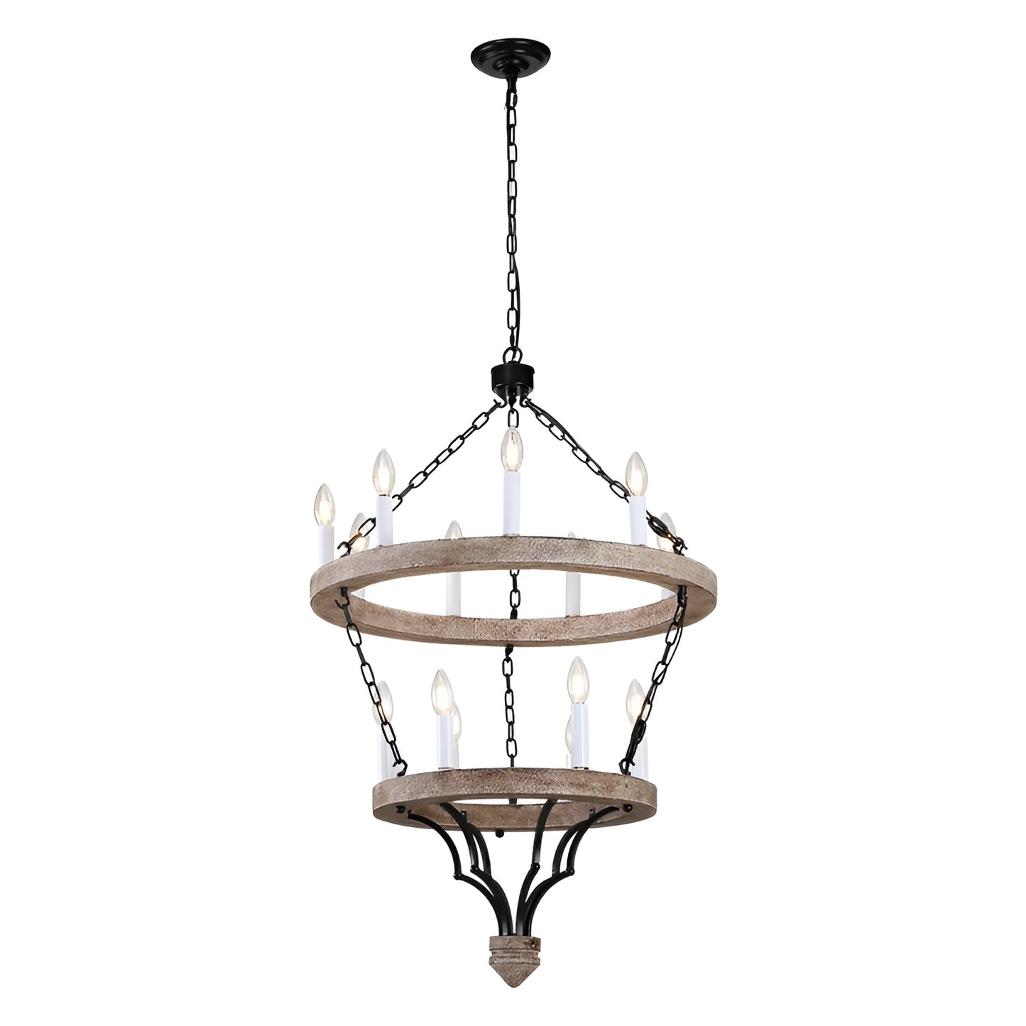 French Country Style Cottage Chandelier - Two Tier Modern, Medieval Antique Look
