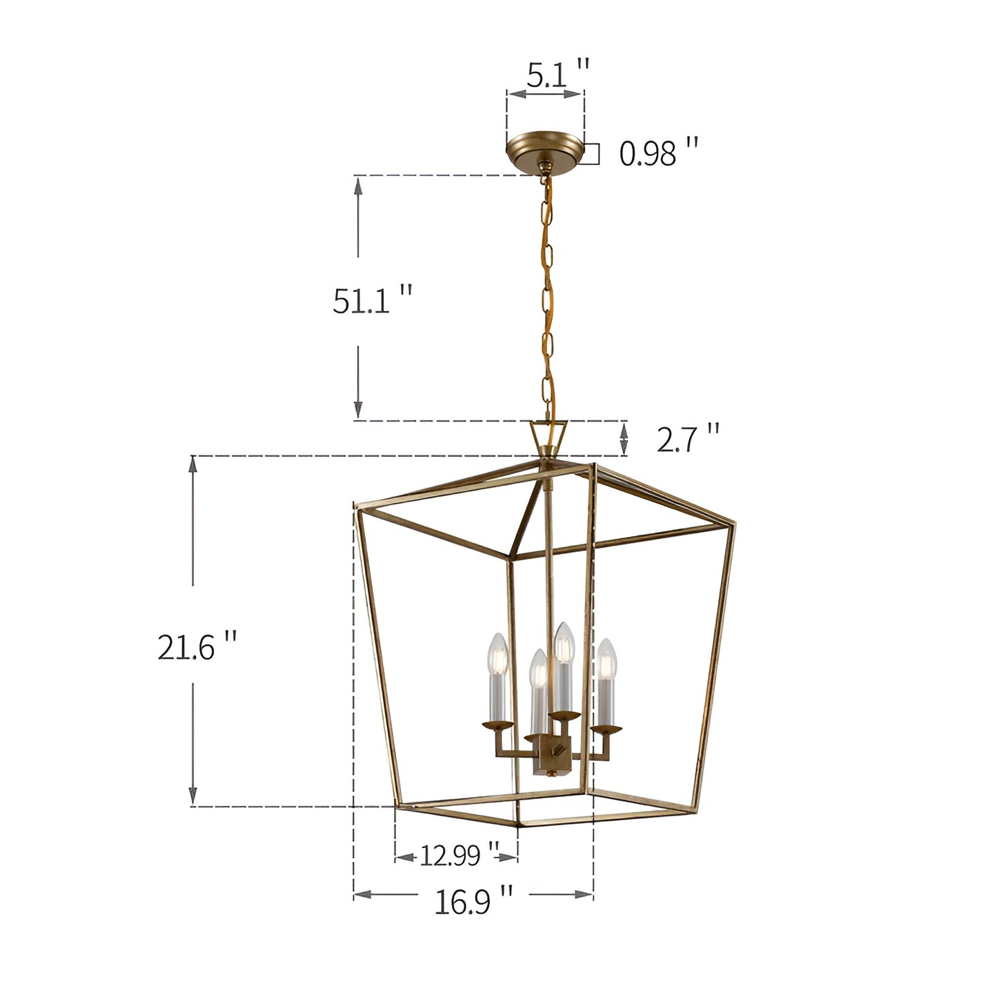 Antique Farmhouse Style Light Lantern, Medieval Aged Gold Pendant