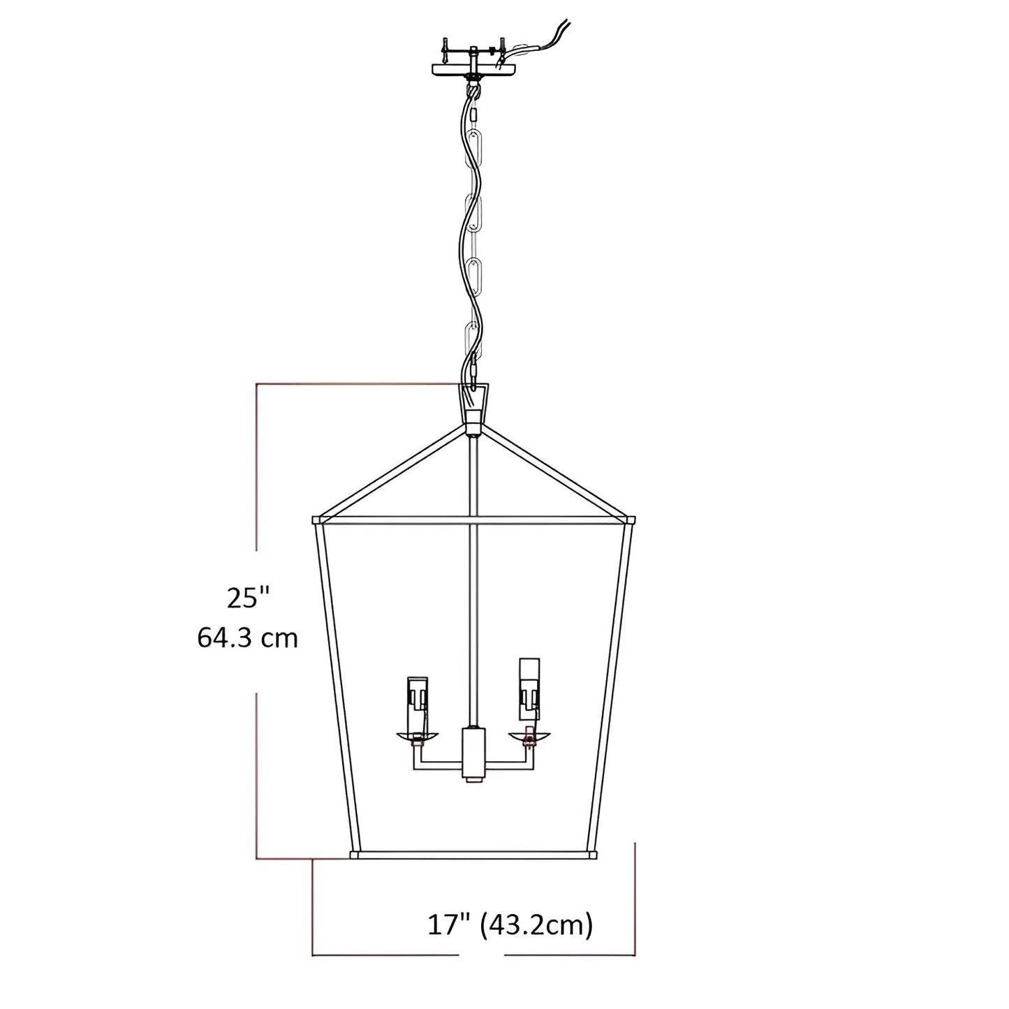 Large Cage Lantern (Black) - Iron Medieval Art Candle-Style Design Chandelier Pendant, Ceiling Light Fixture