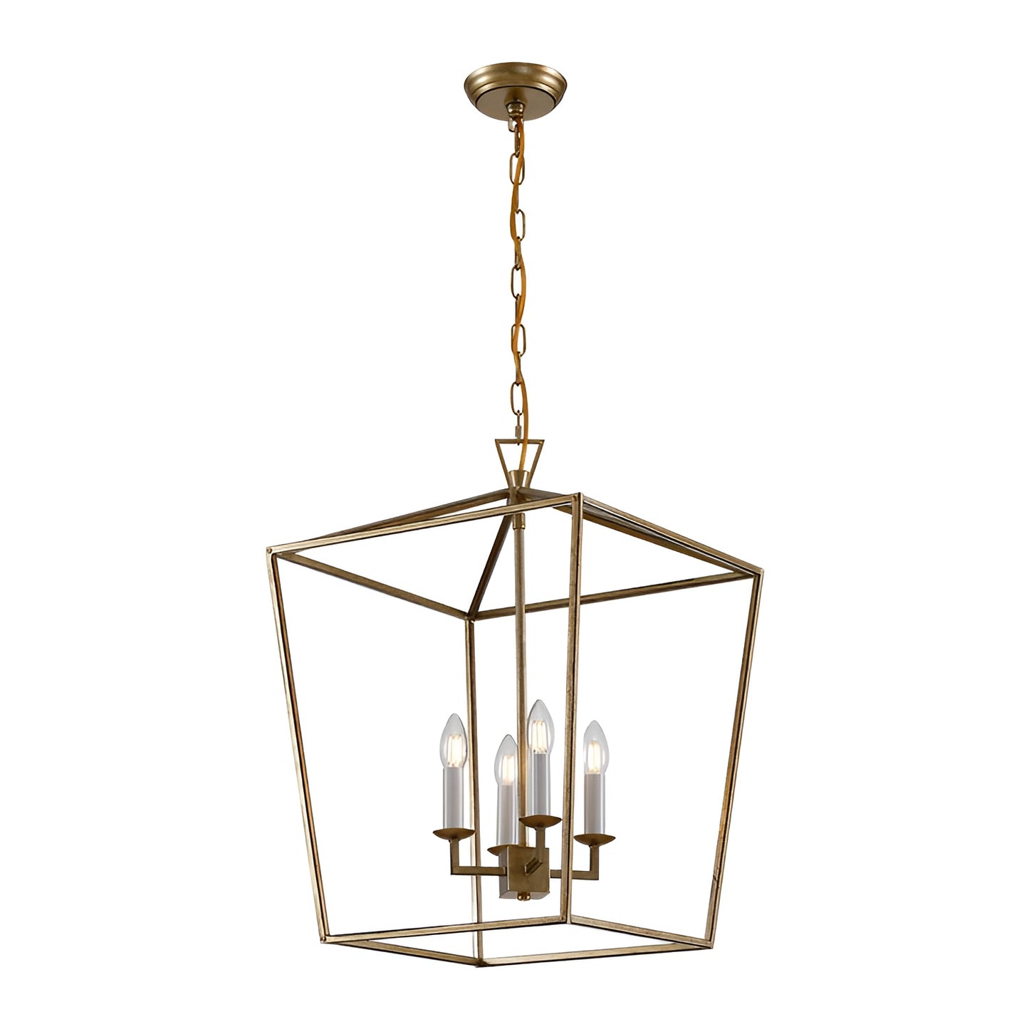 Antique Farmhouse Style Light Lantern, Medieval Aged Gold Pendant