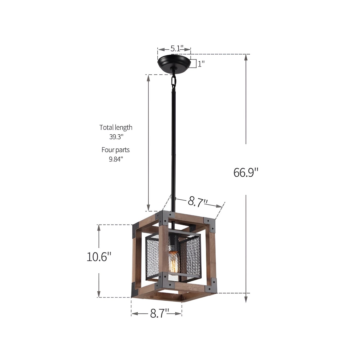 Medieval Ancient Style Pendant Chandelier, Farmhouse Light with Modern Wood (Rustic/Industrial Style)