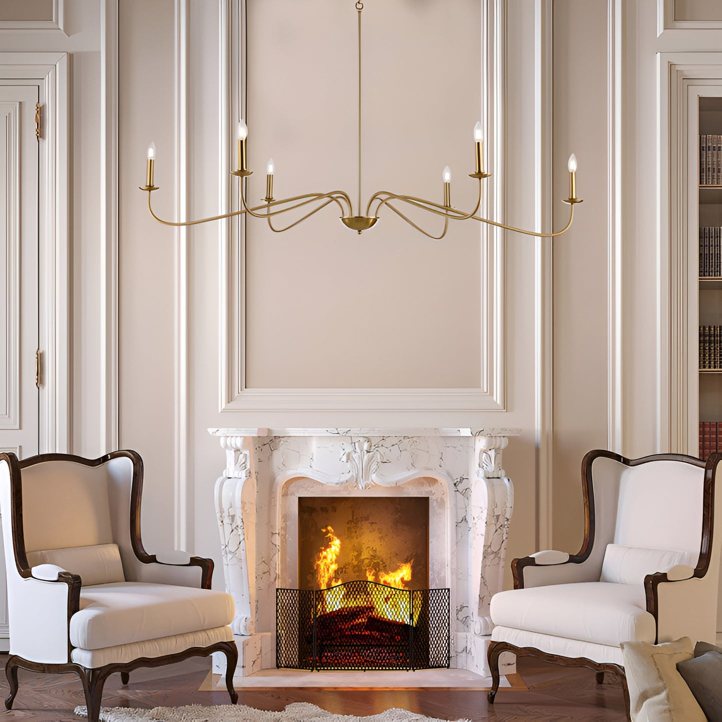 Traditional / Classic Gold or Black Chandelier with Candle-Style Lighting