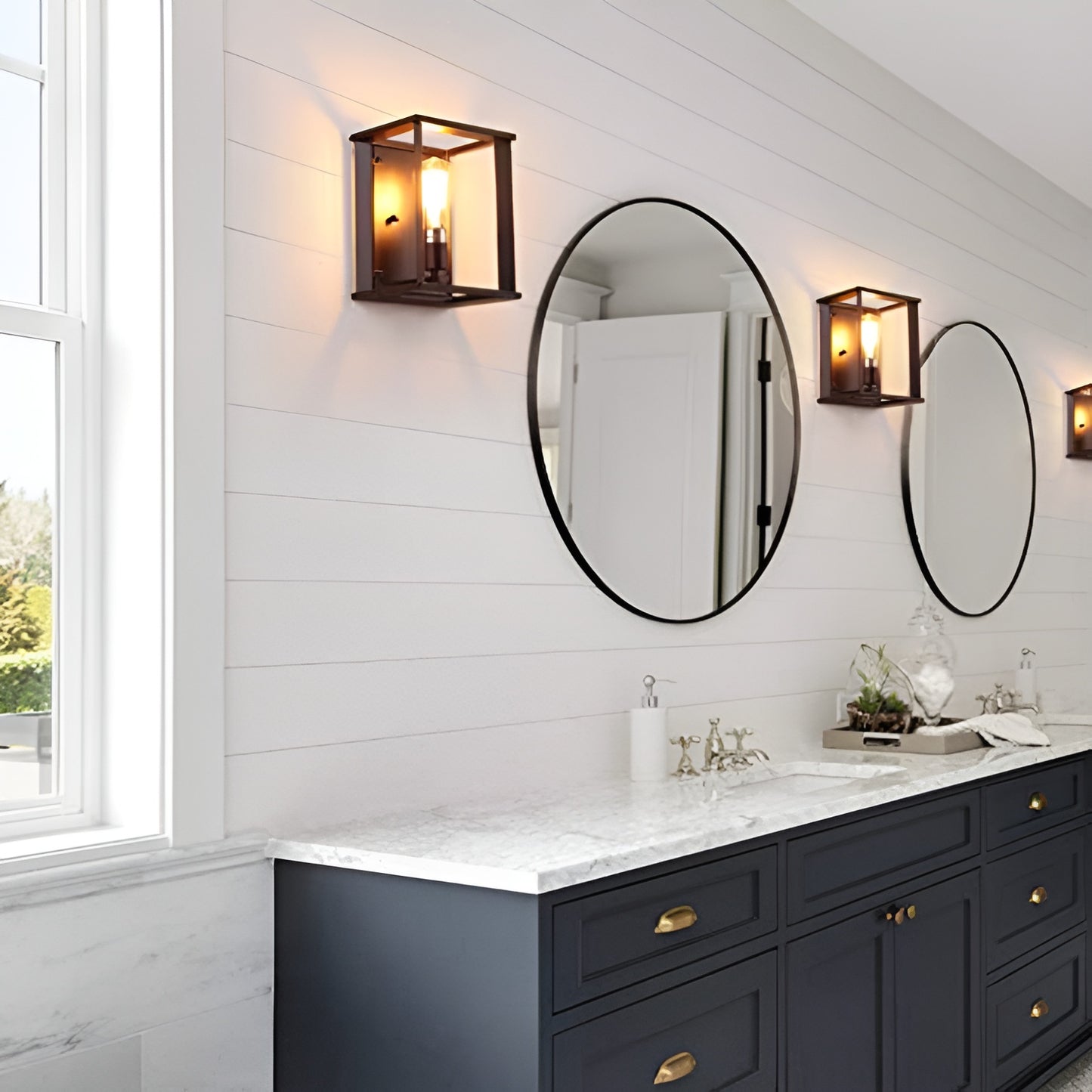 Flush Mounted Sconce, Industrial Rustic Classic Style (Black)