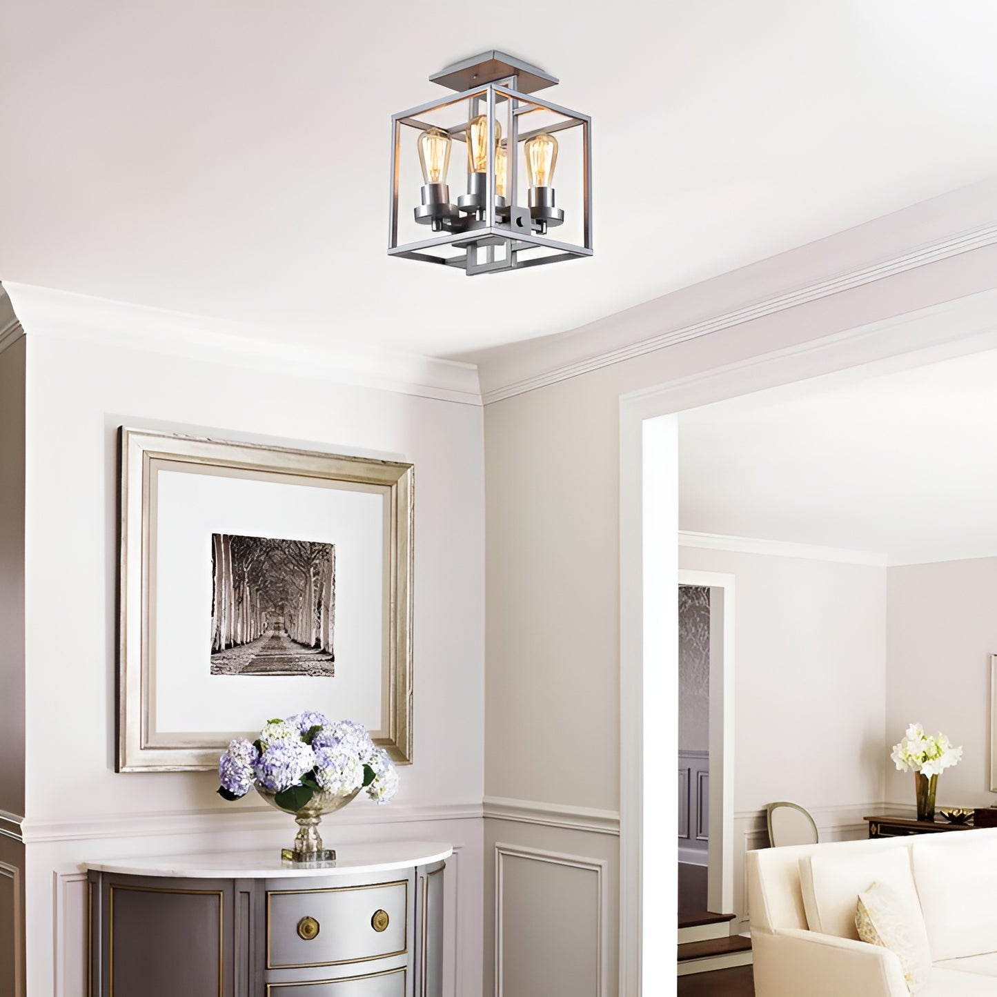 Modern Industrial Style Metal Square Wall Light, Ceiling Flush Mount Scifi Chandelier