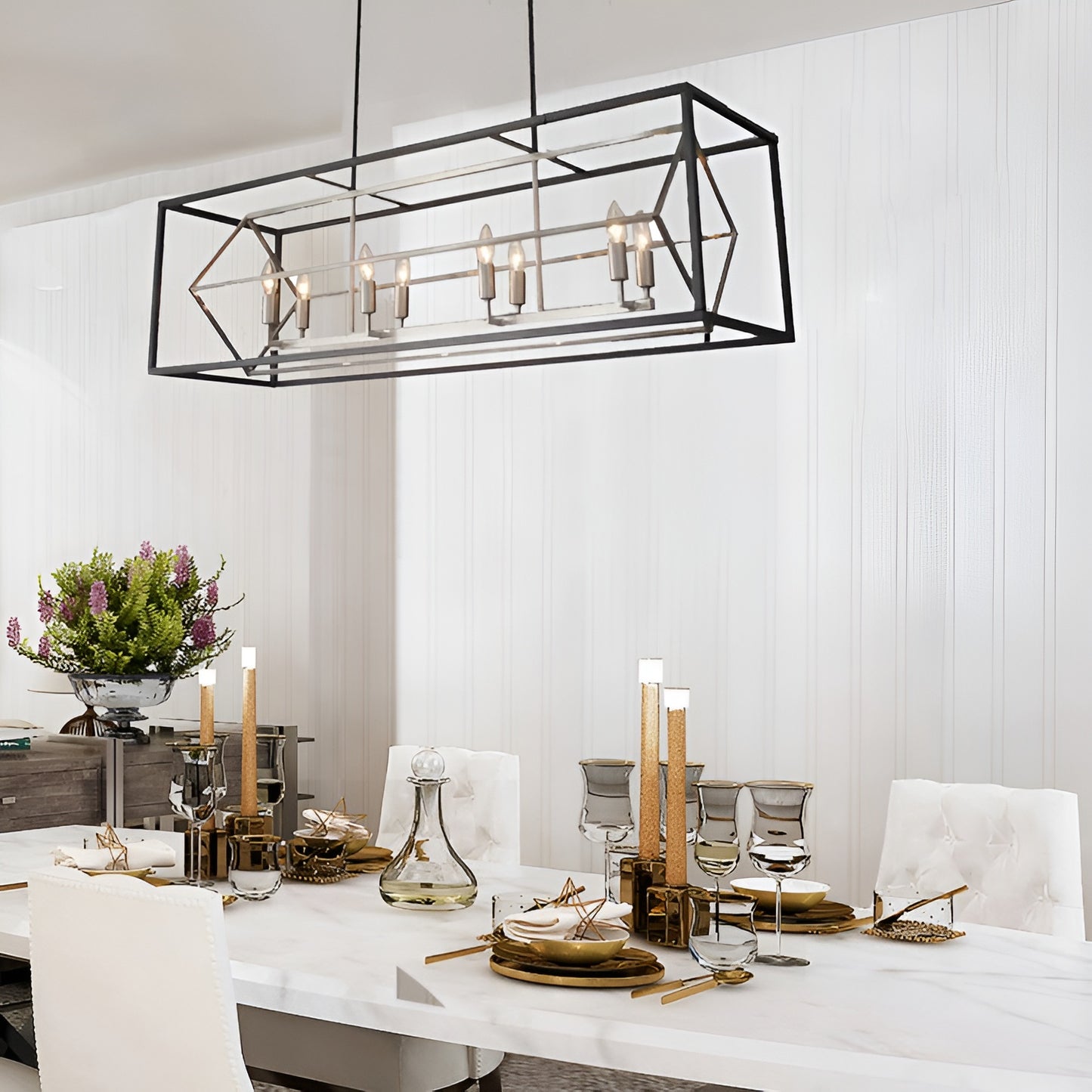 Square / Rectangle Kitchen Island Chandelier, Geometric Modern Cube Design