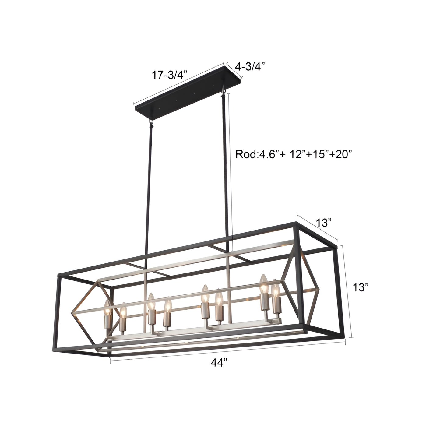 Square / Rectangle Kitchen Island Chandelier, Geometric Modern Cube Design