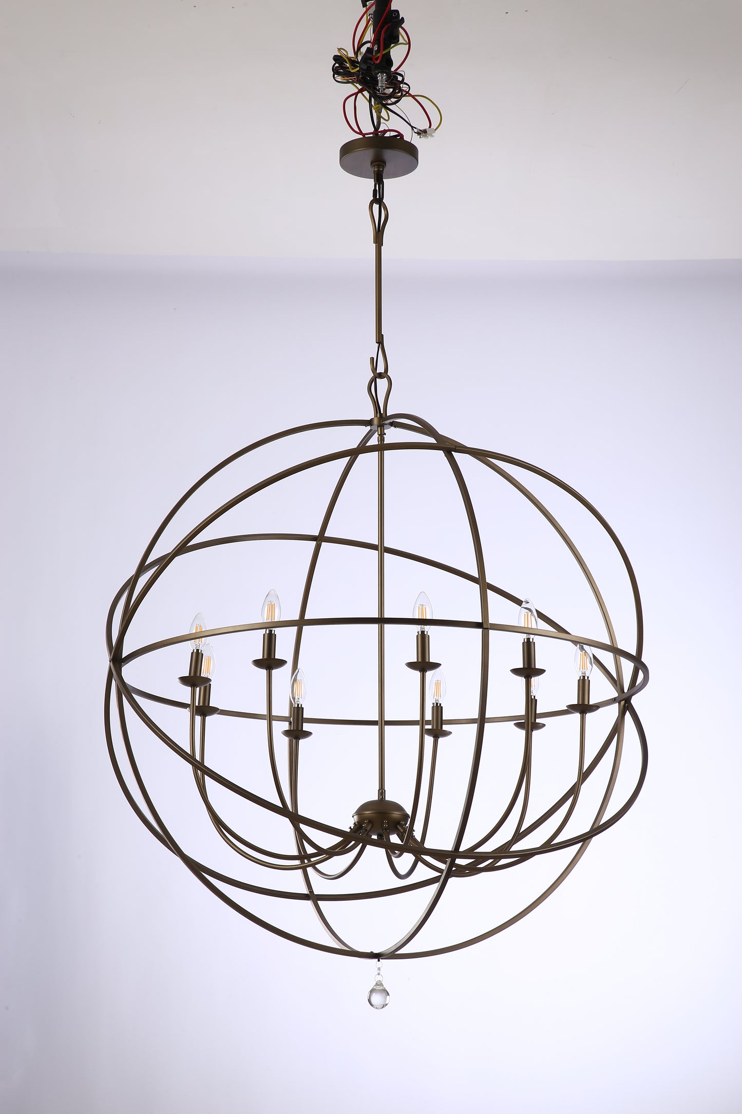 Oil Bronze Globe Chandelier, Traditional Spherical Light Unique Statement