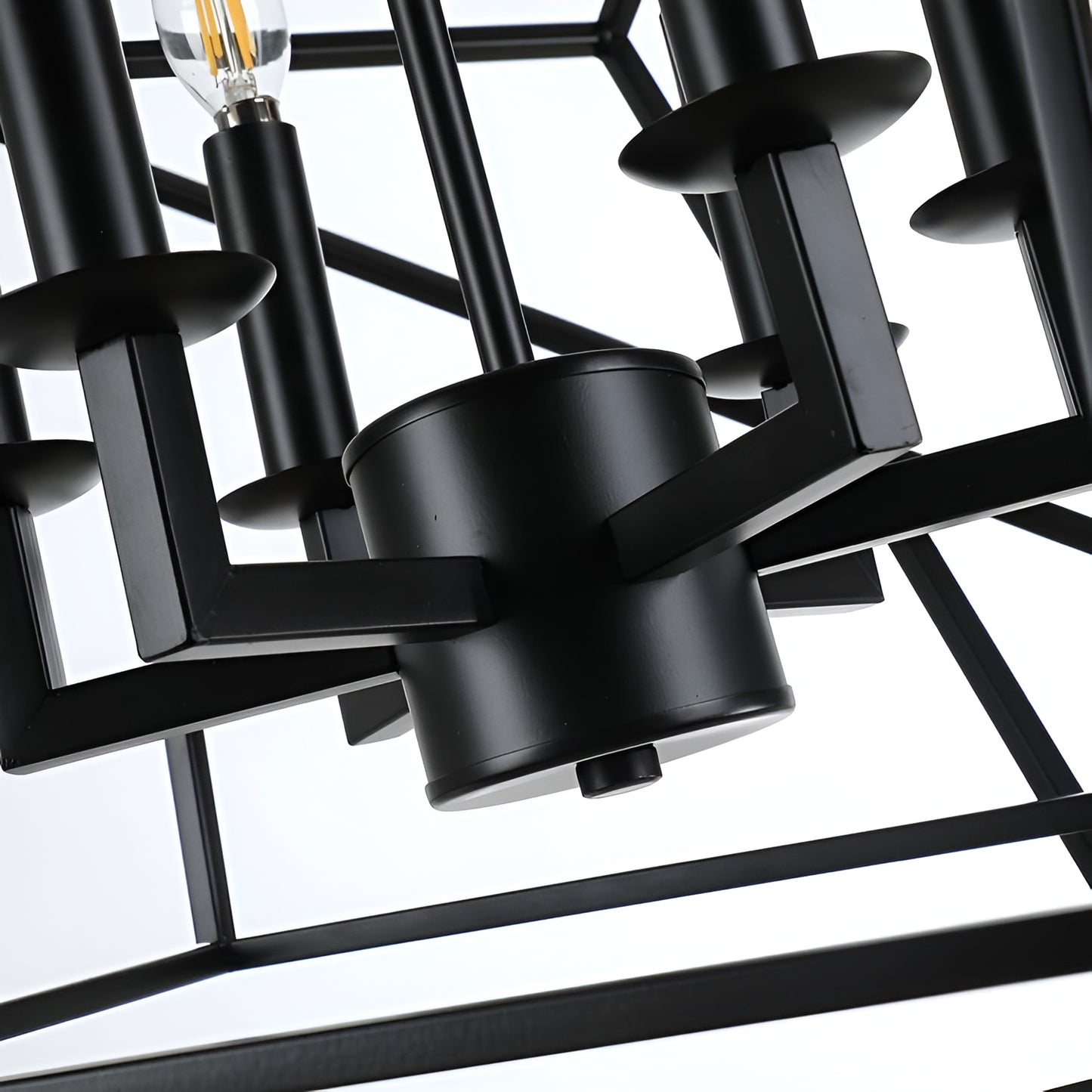Dimmable Geometric Chandelier, Modern Minimalist Sci-fi Open Cage Style