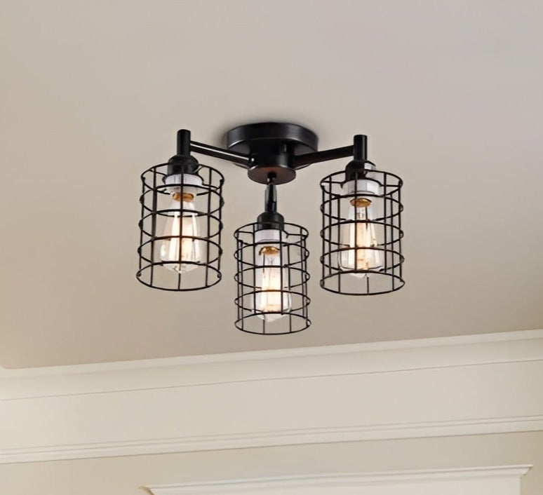 Retro Cluster Lights, Industrial Cylinder Flush Mount Ceiling Light