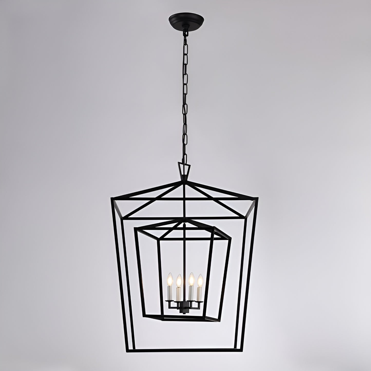 Giant Open Cage Lantern Pendant, Sci-fi Geometric Style Chandelier
