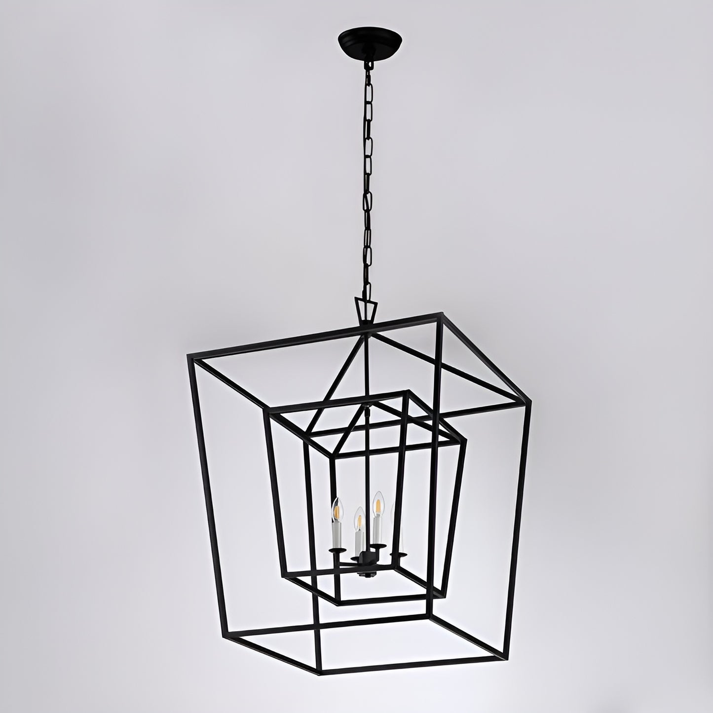Giant Open Cage Lantern Pendant, Sci-fi Geometric Style Chandelier