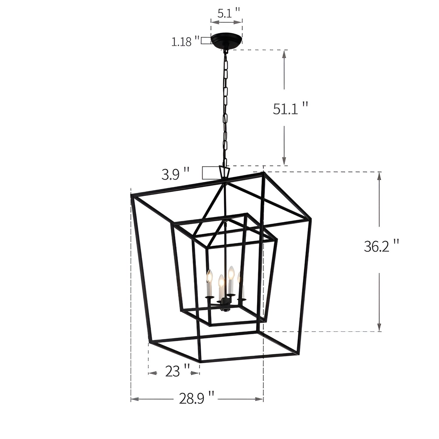 Giant Open Cage Lantern Pendant, Sci-fi Geometric Style Chandelier