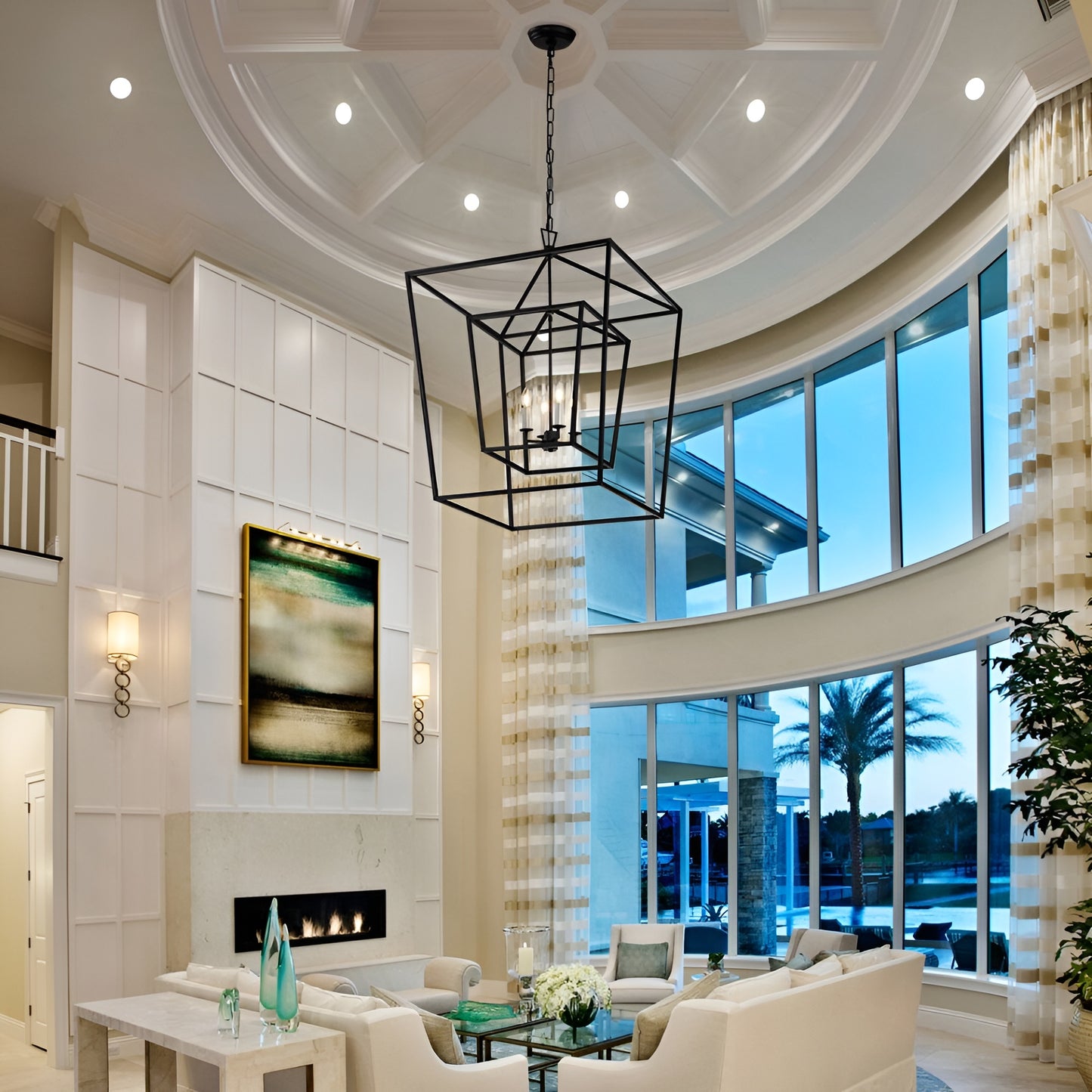 Giant Open Cage Lantern Pendant, Sci-fi Geometric Style Chandelier