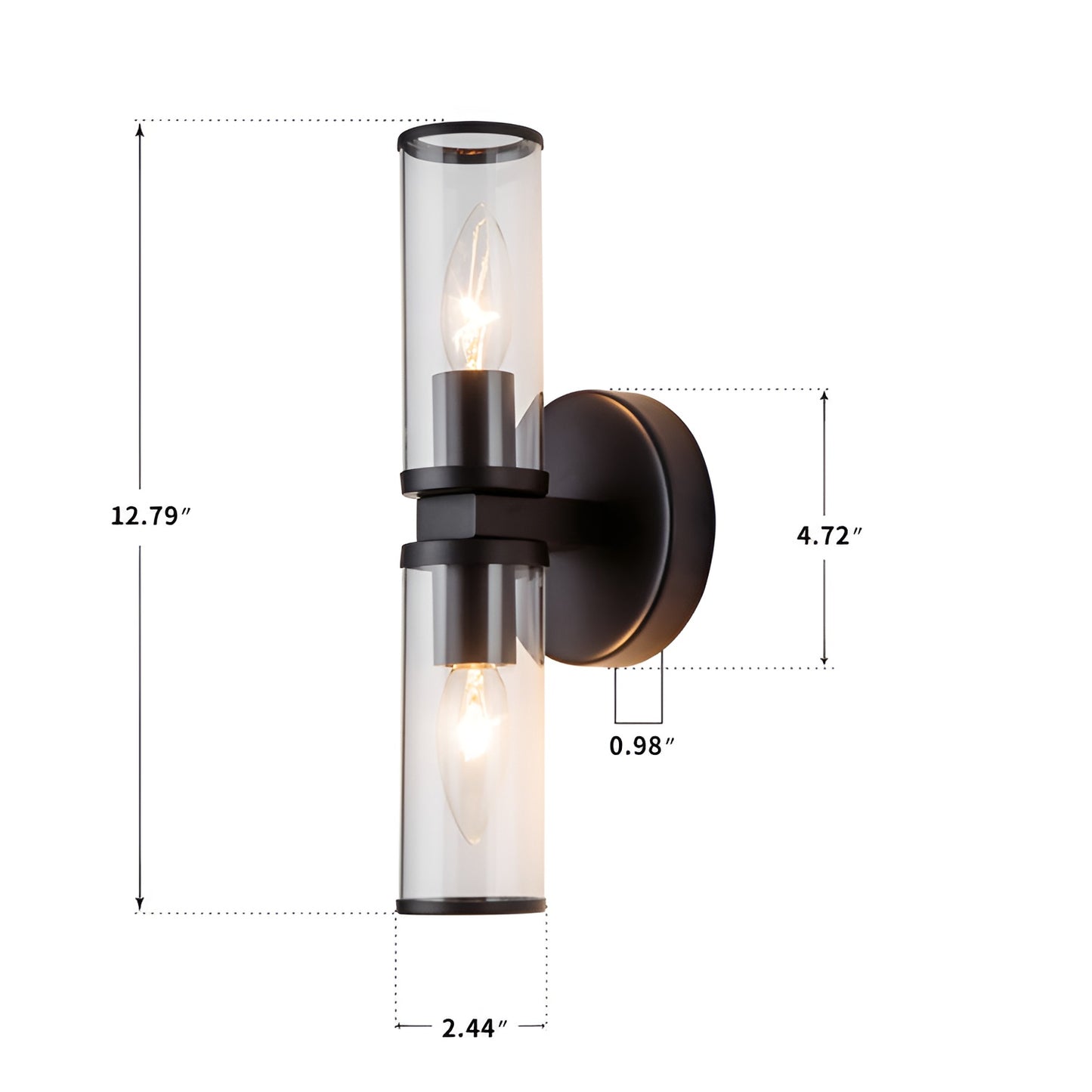 Retro Candle Wall Light, Industrial Modern Sconce 2-Light (Set of 1)