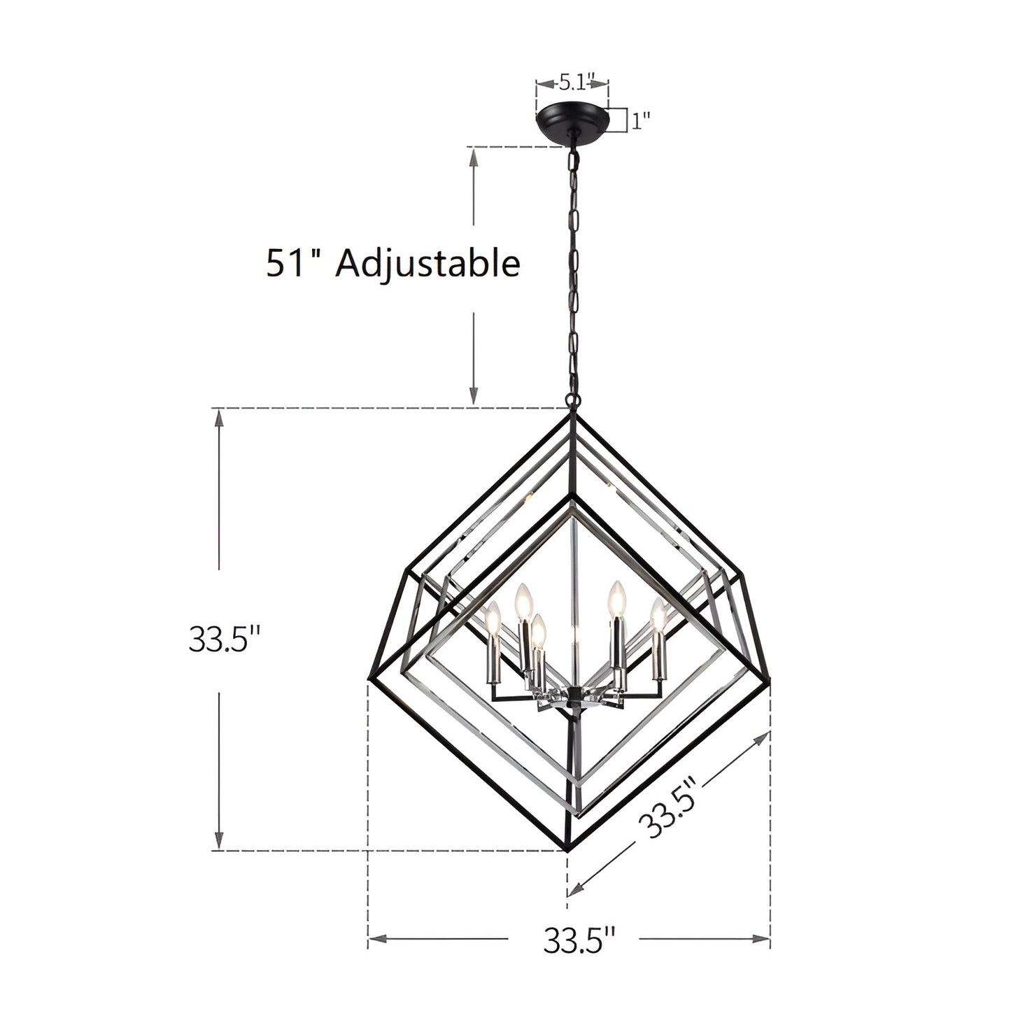 The GEO Cube - Large Cube Minimalist Chandelier of Geometric Style