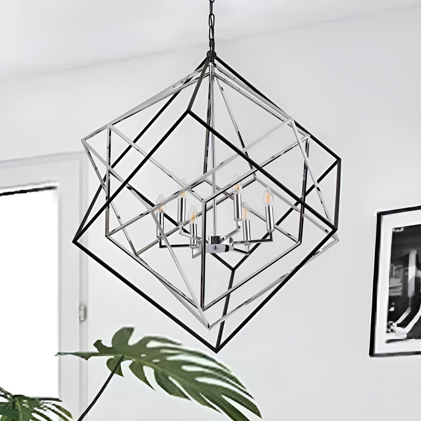 The GEO Cube - Large Cube Minimalist Chandelier of Geometric Style