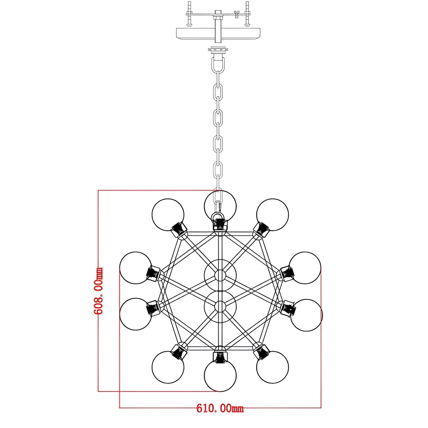 Sacred Geometry 12-Light Geometric Chandelier, Sci-fi Lighting