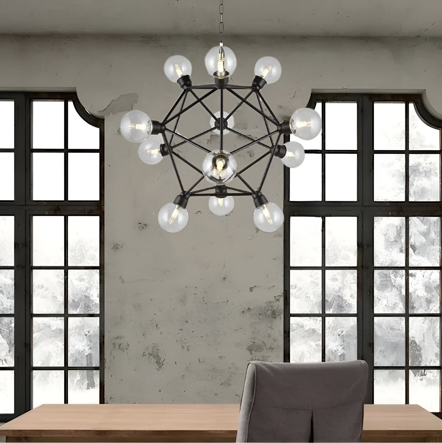 Sacred Geometry 12-Light Geometric Chandelier, Sci-fi Lighting