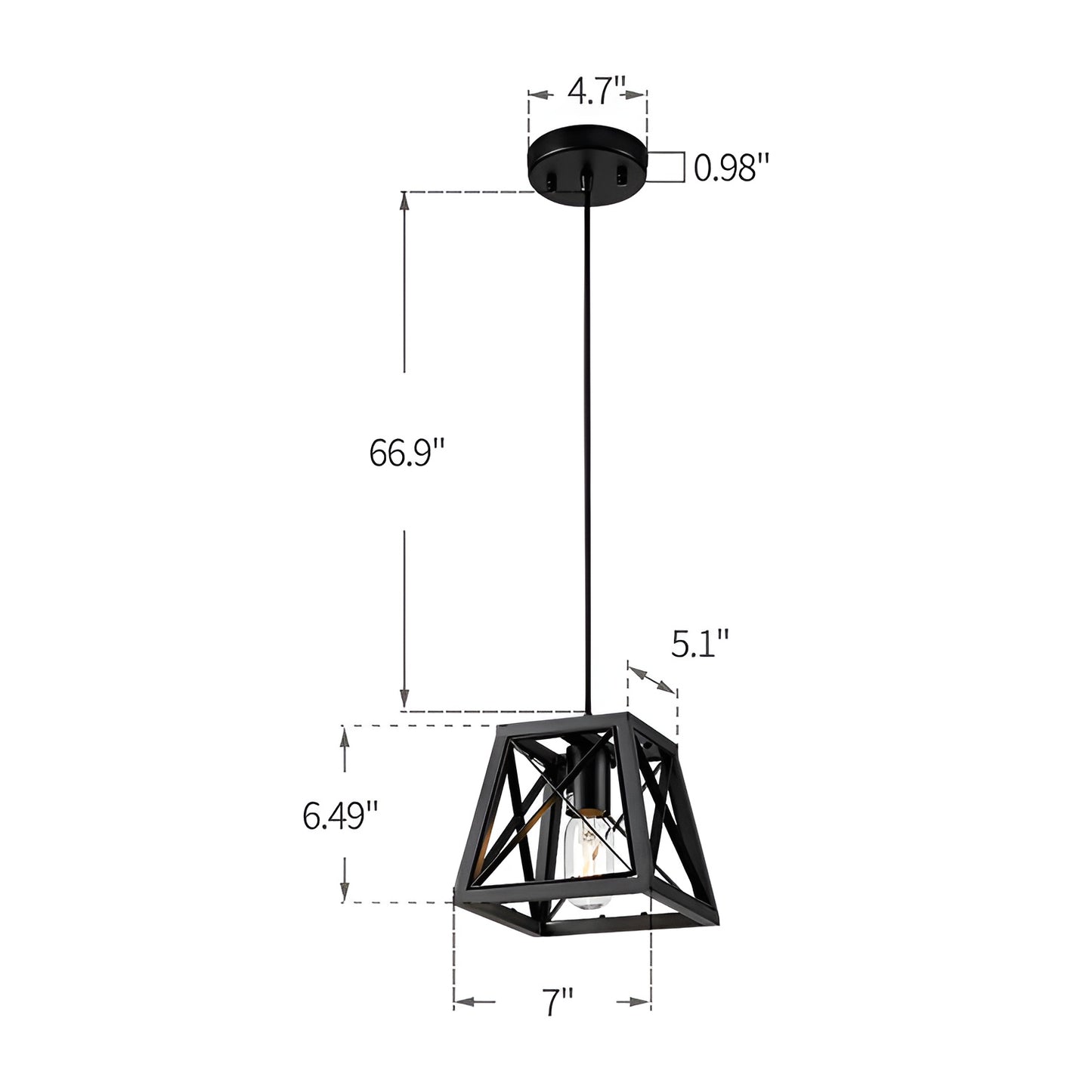 Simple Black Geometric Pendant Light, Modern Sci-fi Lamp