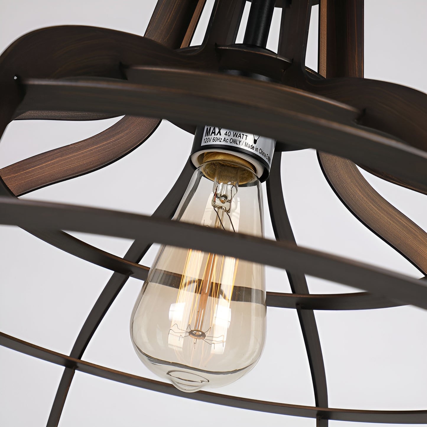 Unique/Statement Pendant, 1-Light Black/Brown Rustic Farmhouse Chandelier