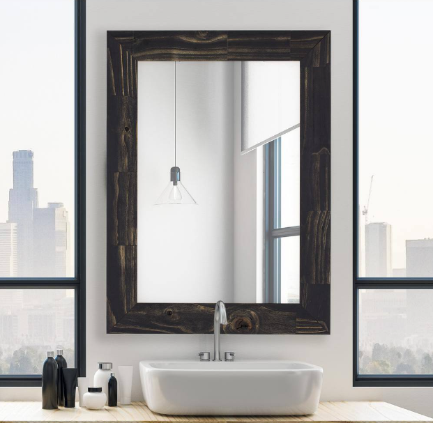 Sleek and Simple: Rectangle Wooden Black Wall Mirror for a Minimalist Touch