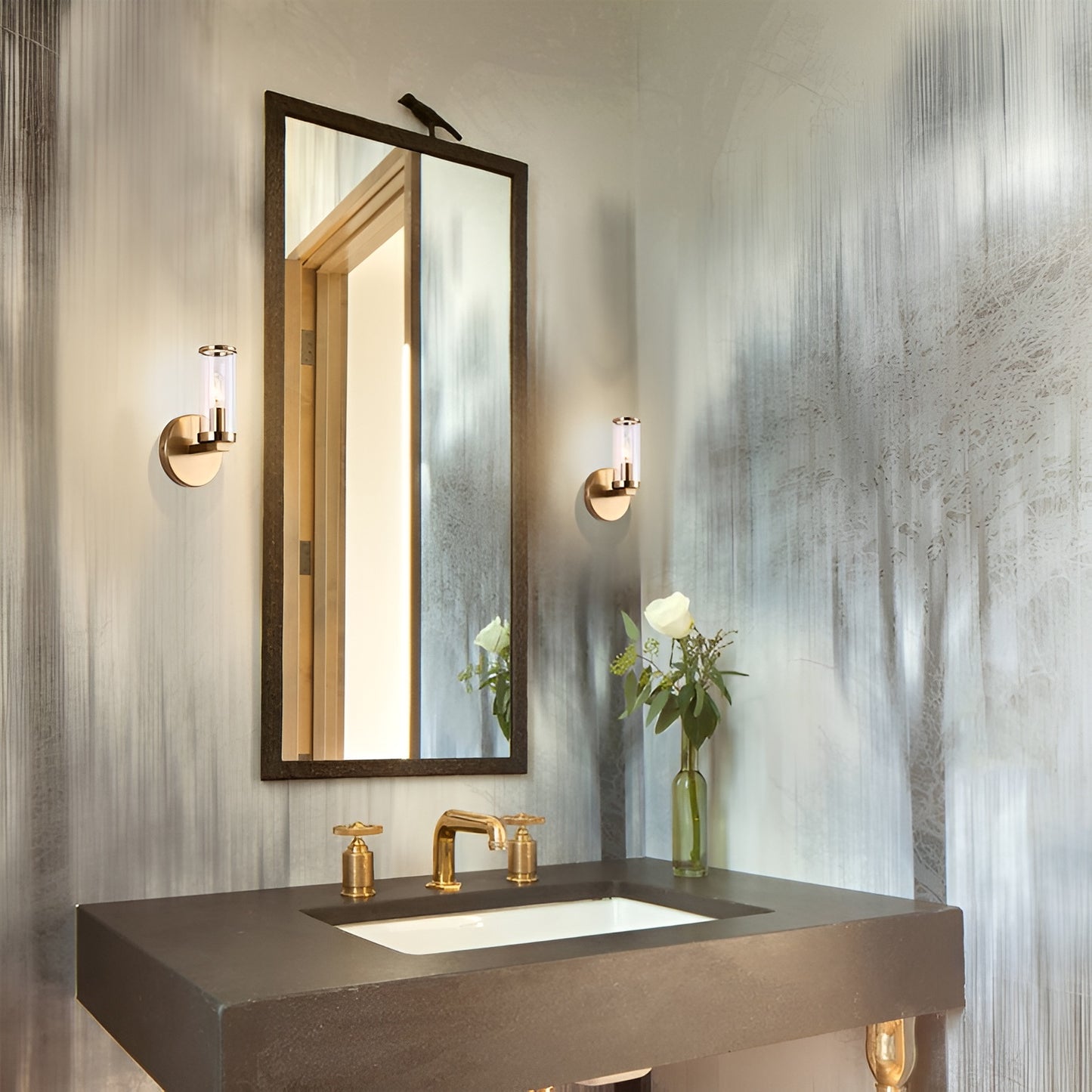Candle Wall Light, Gold Scone Vanity Lamp Glass Sphere For Entryway, Bedroom, Basement