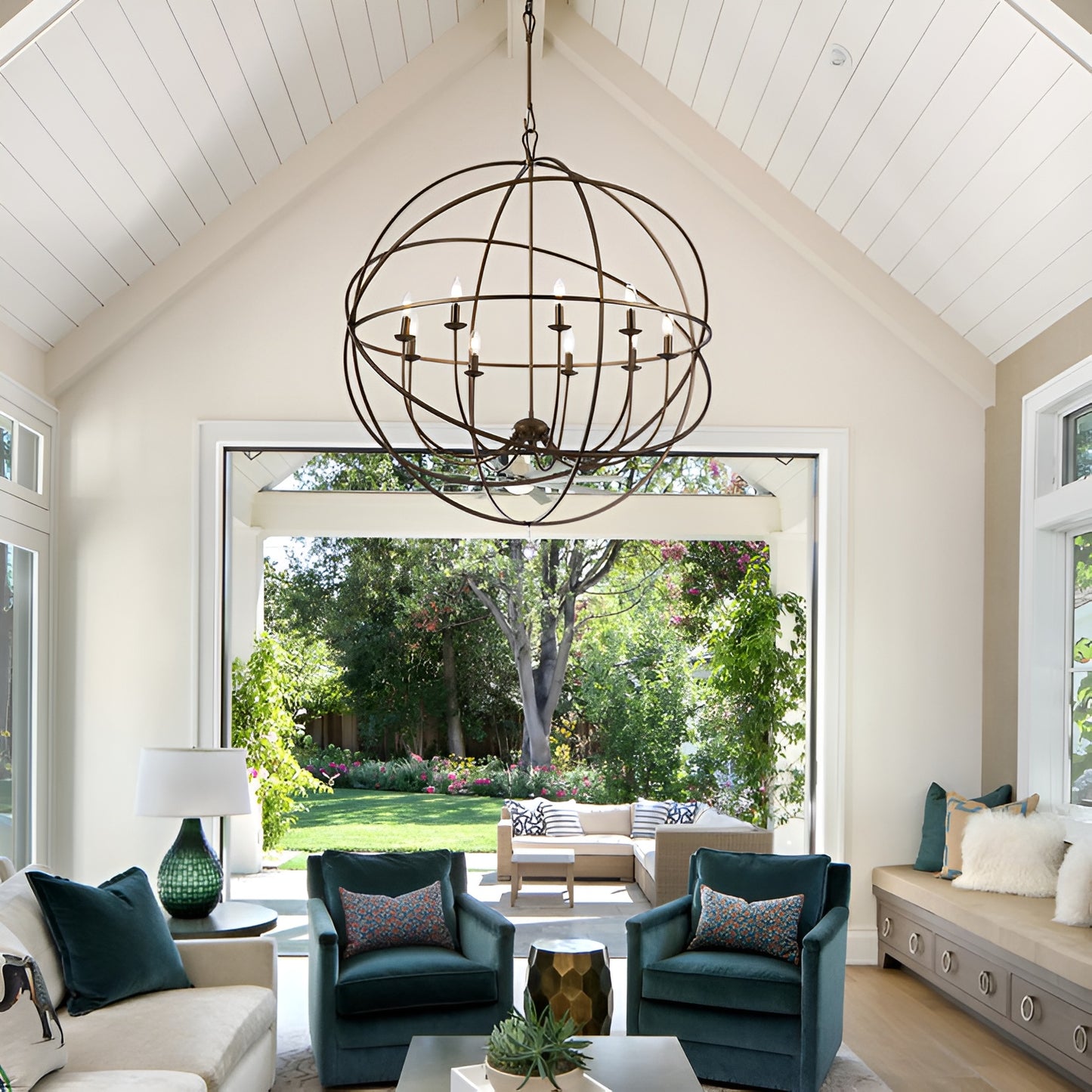 Oil Bronze Globe Chandelier, Traditional Spherical Light Unique Statement