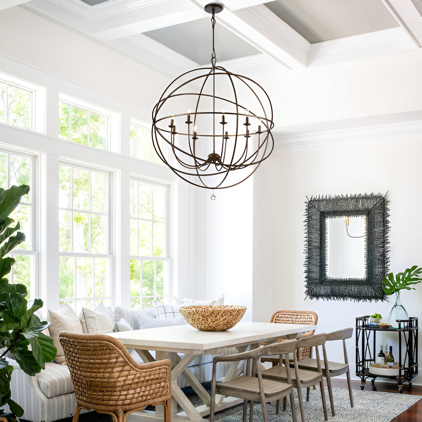 Oil Bronze Globe Chandelier, Traditional Spherical Light Unique Statement