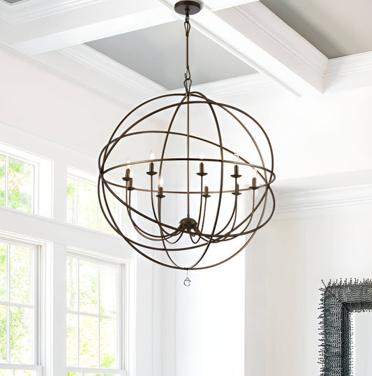 Oil Bronze Globe Chandelier, Traditional Spherical Light Unique Statement