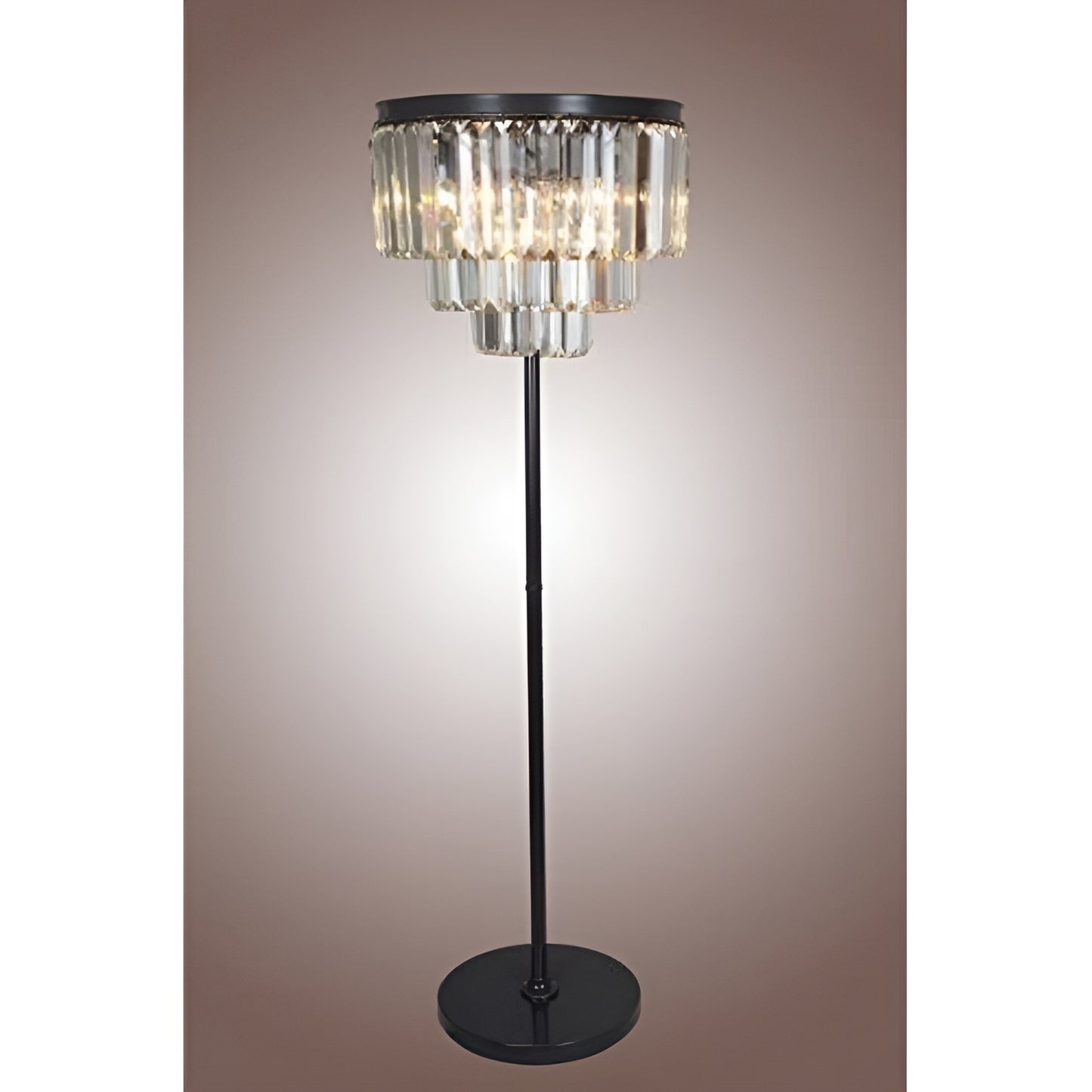 Industrial Crystal Luxury Floor Lamp with a Chandelier Look, Three Tiers Clear Glass