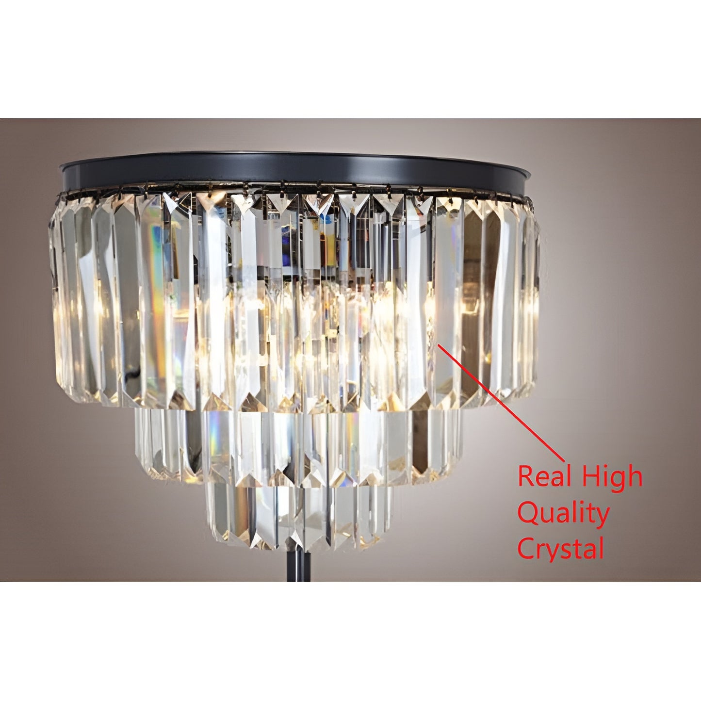 Industrial Crystal Luxury Floor Lamp with a Chandelier Look, Three Tiers Clear Glass