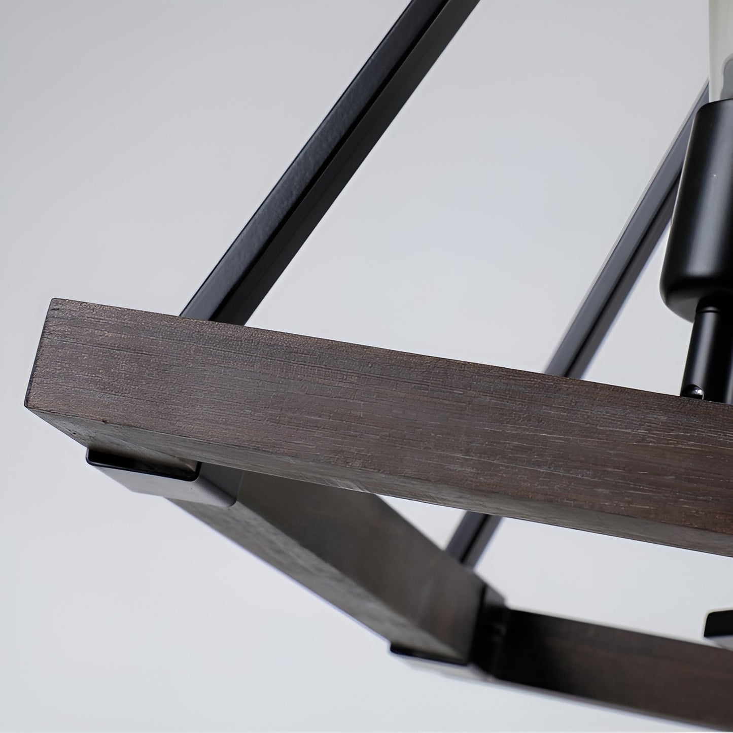 Minimalist Industrial Pendant Light with Wood Frame