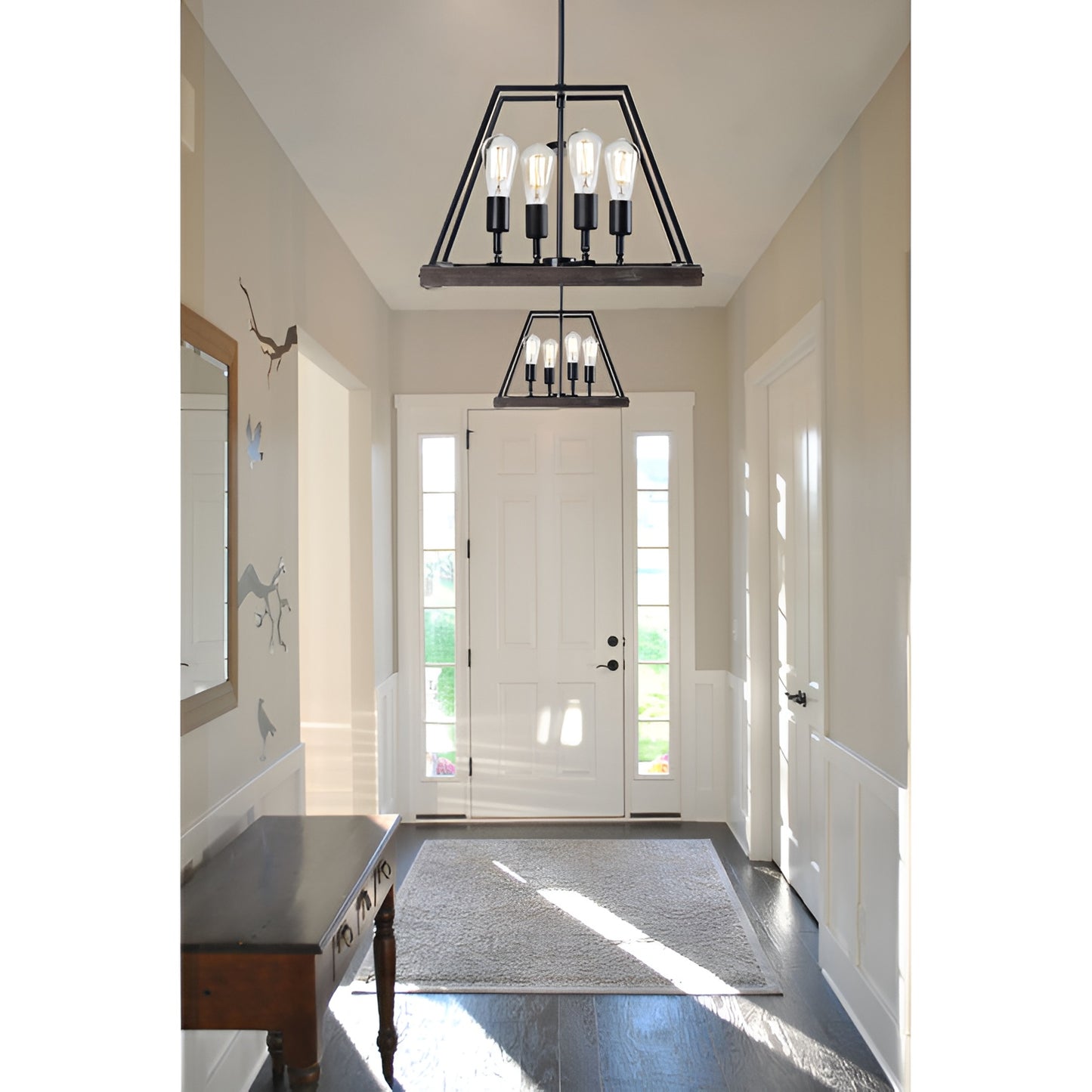 Minimalist Industrial Pendant Light with Wood Frame