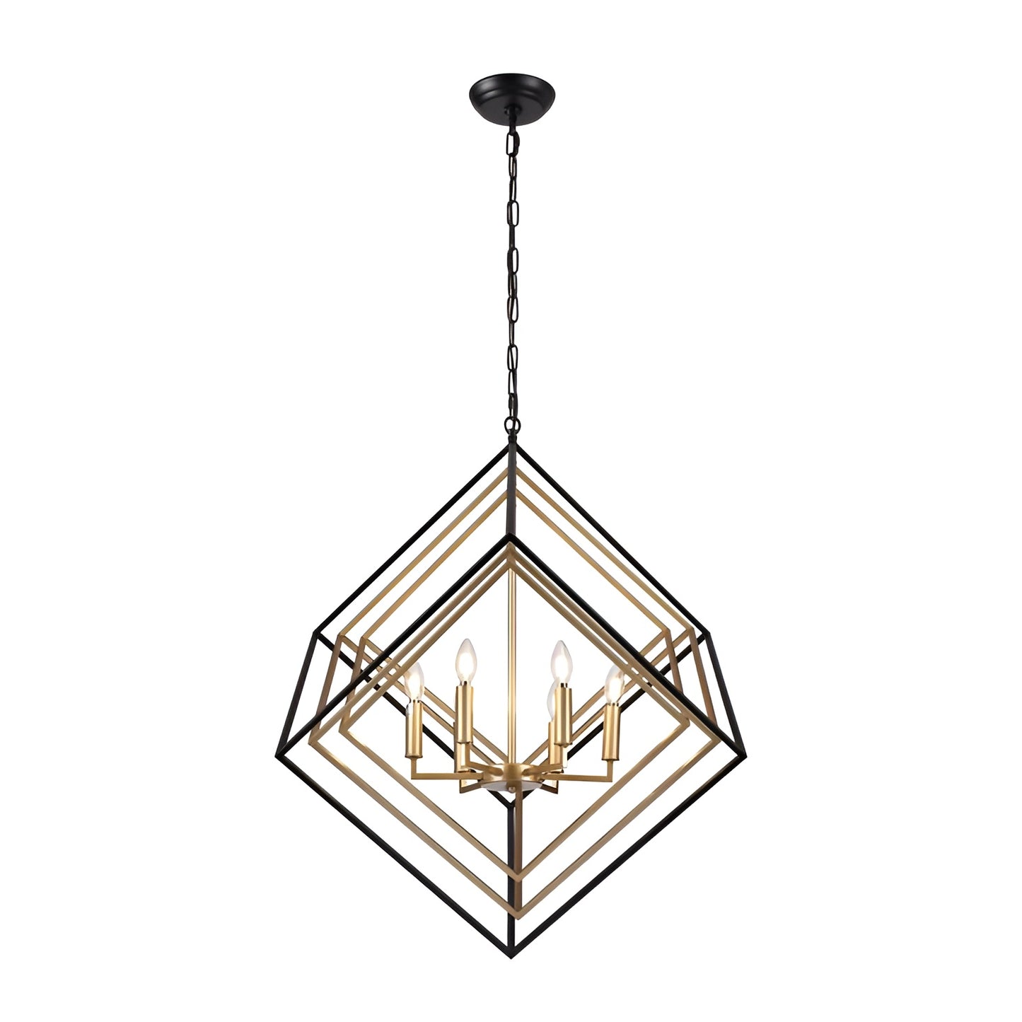 Modern Geometric Cube Chandelier (Gold)