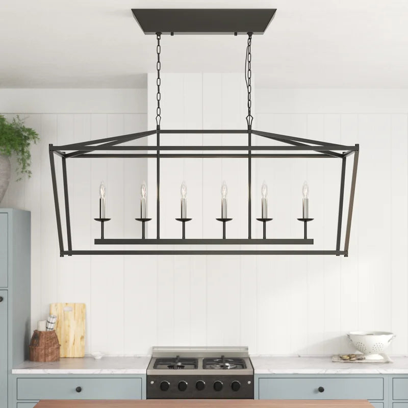 Minimalist Linear Rectangle Chandelier/Lantern for Kitchen Island