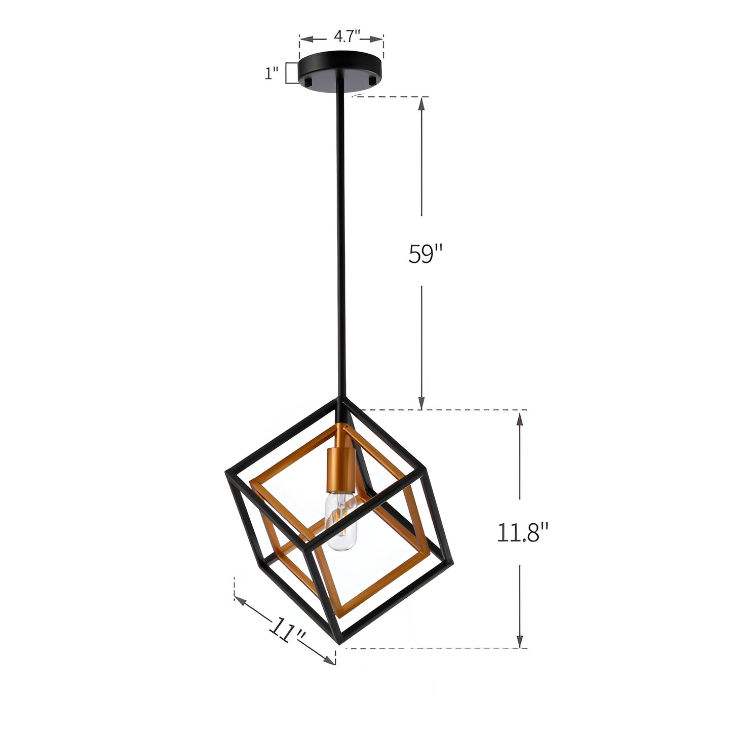 Sci-fi Cube Lantern, Geometric Square/Rectangle Pendant - Minimalist Light by DecoMust