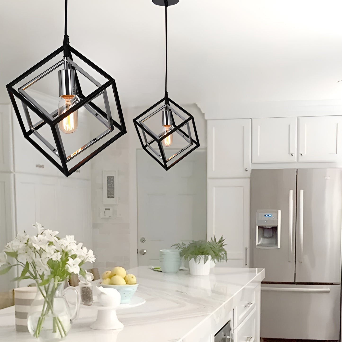 Sci-fi Cube Lantern, Geometric Square/Rectangle Pendant - Minimalist Light by DecoMust