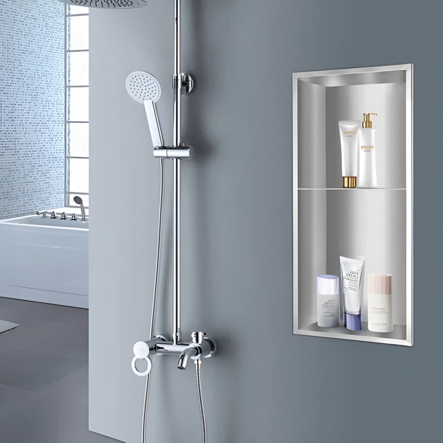 Stainless Steel Shower Wall Niche With Built-in Shelf for Bathroom Storage