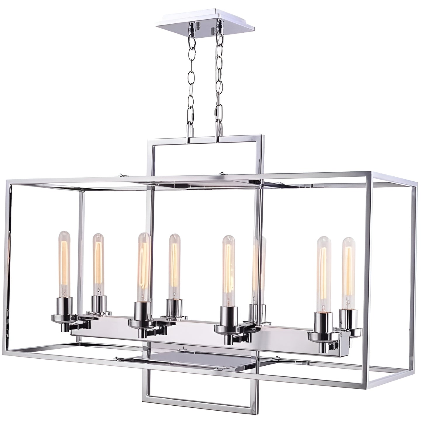 Square/Rectangle Chrome Chandelier for Kitchen Island, Dining Room or Living Room