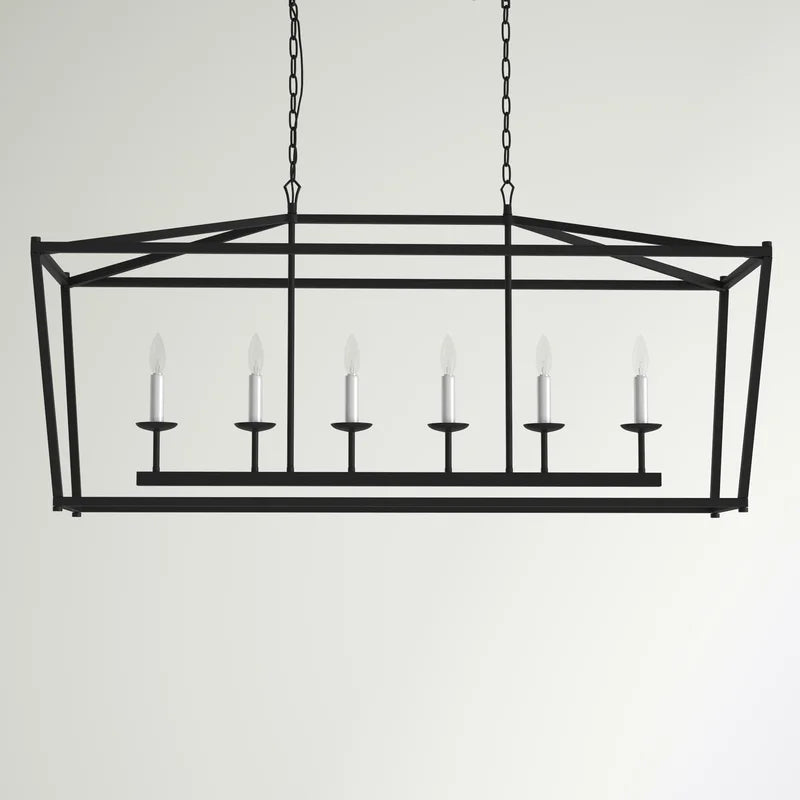 Minimalist Linear Rectangle Chandelier/Lantern for Kitchen Island