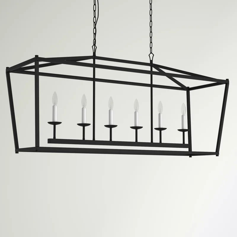 Minimalist Linear Rectangle Chandelier/Lantern for Kitchen Island