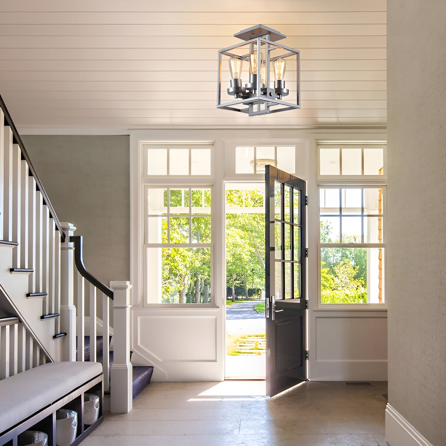 Modern Industrial Style Metal Square Wall Light, Ceiling Flush Mount Scifi Chandelier