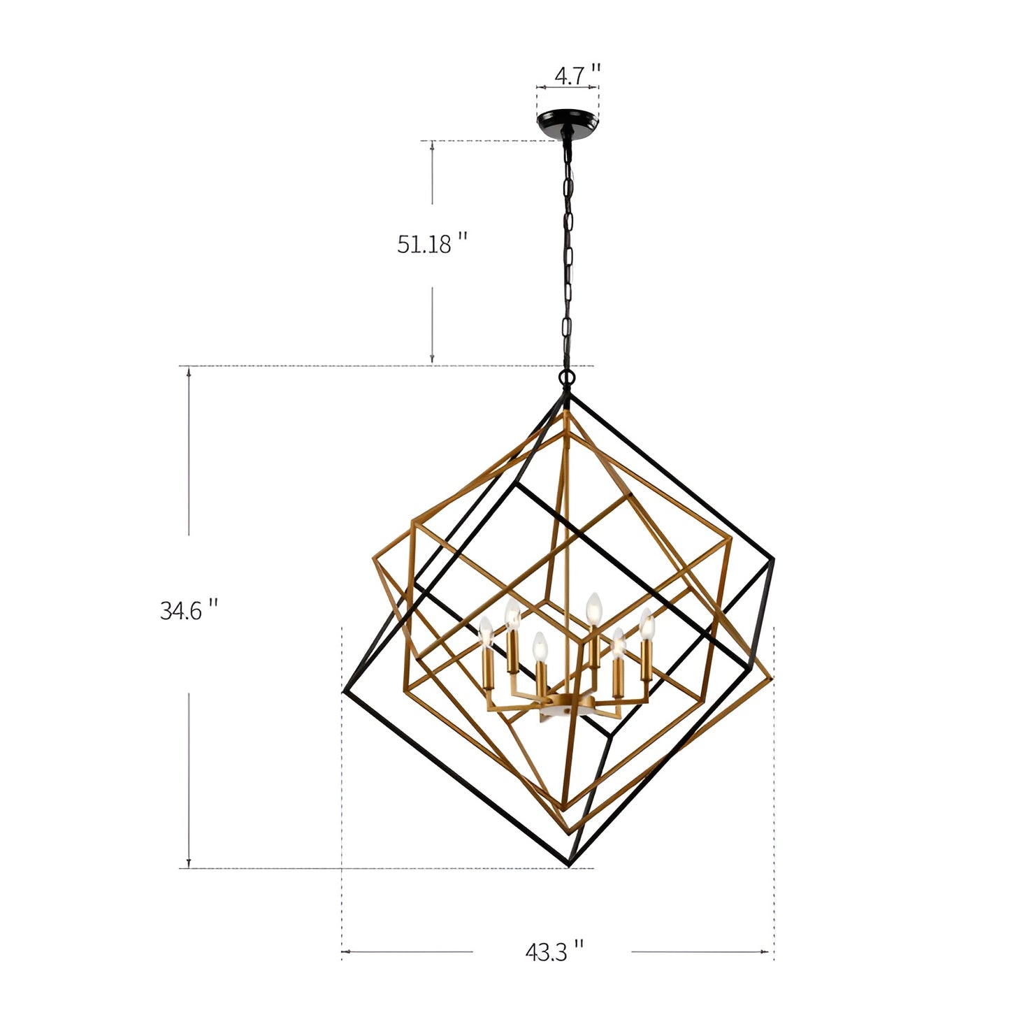 Modern Geometric Cube Chandelier (Gold)