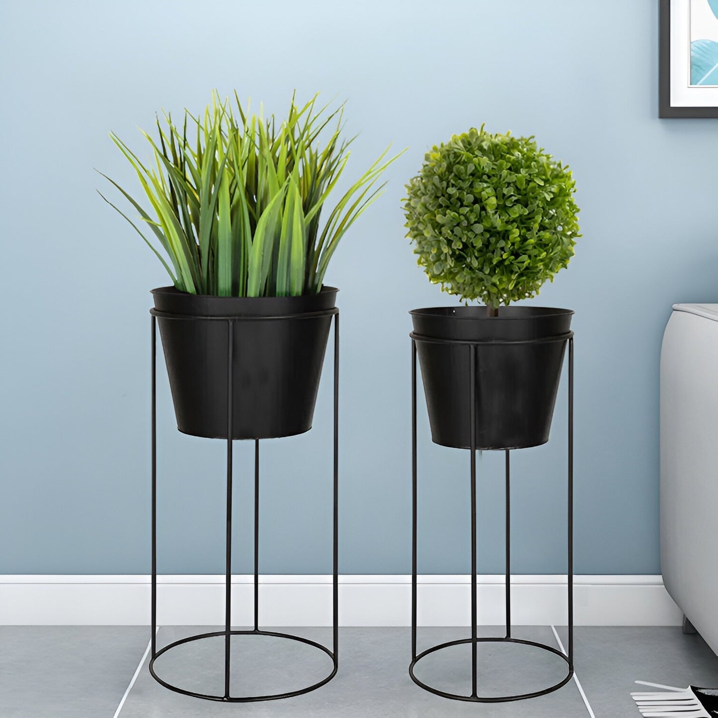 Black Indoor Garden Furniture (Set of 2) Black Flower Plant Stands