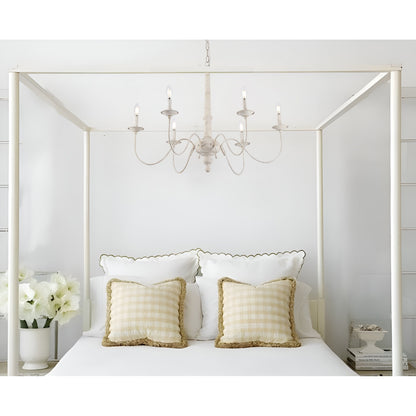 White Chandelier with Country Farmhouse Look, Medieval Lamp Antique Lighting