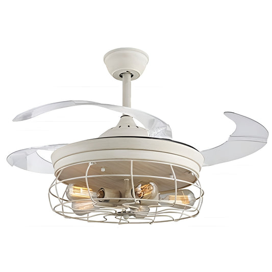 Estrid Antique 42-Inch Industrial Ceiling Fan, Retractable Blade with Remote